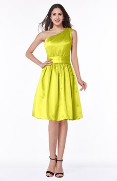ColsBM Dana Pale Yellow Modest A-line One Shoulder Sleeveless Knee Length Bridesmaid Dresses