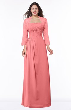 ColsBM Camila Coral Modest Strapless Zip up Floor Length Lace Mother of the Bride Dresses