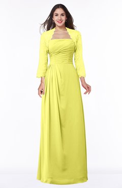 ColsBM Camila Pale Yellow Modest Strapless Zip up Floor Length Lace Mother of the Bride Dresses