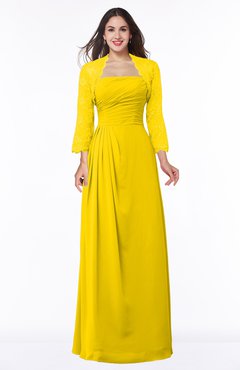 ColsBM Camila Yellow Modest Strapless Zip up Floor Length Lace Mother of the Bride Dresses