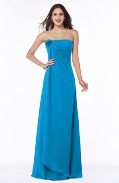 ColsBM Jewel Cornflower Blue Classic Strapless Sleeveless Zip up Floor Length Appliques Bridesmaid Dresses