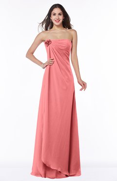 ColsBM Jewel Shell Pink Classic Strapless Sleeveless Zip up Floor Length Appliques Bridesmaid Dresses