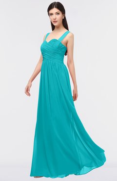 ColsBM Barbara Peacock Blue Glamorous A-line Sleeveless Zip up Ruching Bridesmaid Dresses
