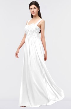 ColsBM Barbara White Glamorous A-line Sleeveless Zip up Ruching Bridesmaid Dresses