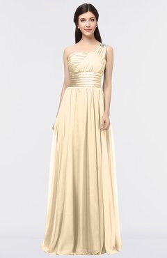 ColsBM Lyra Apricot Gelato Mature Asymmetric Neckline Zip up Floor Length Appliques Bridesmaid Dresses