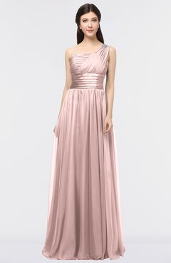 ColsBM Lyra Blush Pink Mature Asymmetric Neckline Zip up Floor Length Appliques Bridesmaid Dresses