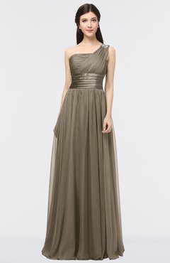 ColsBM Lyra Carafe Brown Mature Asymmetric Neckline Zip up Floor Length Appliques Bridesmaid Dresses