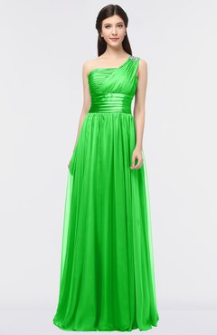 ColsBM Lyra Classic Green Mature Asymmetric Neckline Zip up Floor Length Appliques Bridesmaid Dresses