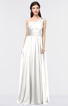 ColsBM Lyra Cloud White Mature Asymmetric Neckline Zip up Floor Length Appliques Bridesmaid Dresses