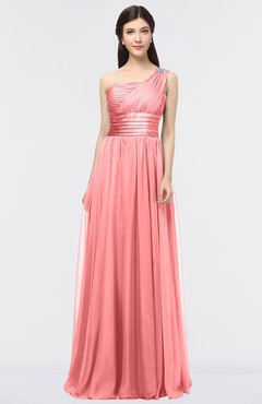 ColsBM Lyra Coral Mature Asymmetric Neckline Zip up Floor Length Appliques Bridesmaid Dresses