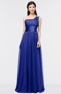 ColsBM Lyra Electric Blue Mature Asymmetric Neckline Zip up Floor Length Appliques Bridesmaid Dresses