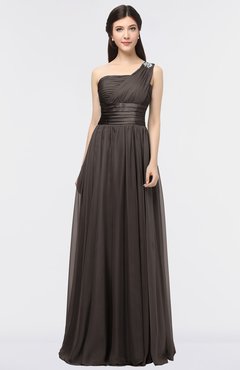 ColsBM Lyra Fudge Brown Mature Asymmetric Neckline Zip up Floor Length Appliques Bridesmaid Dresses