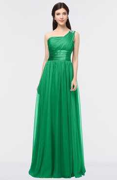 ColsBM Lyra Green Mature Asymmetric Neckline Zip up Floor Length Appliques Bridesmaid Dresses