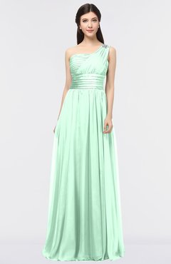 ColsBM Lyra Honeydew Mature Asymmetric Neckline Zip up Floor Length Appliques Bridesmaid Dresses