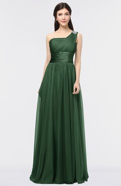 ColsBM Lyra Hunter Green Mature Asymmetric Neckline Zip up Floor Length Appliques Bridesmaid Dresses
