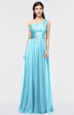 ColsBM Lyra Light Blue Mature Asymmetric Neckline Zip up Floor Length Appliques Bridesmaid Dresses