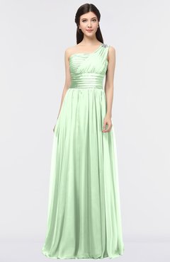 ColsBM Lyra Light Green Mature Asymmetric Neckline Zip up Floor Length Appliques Bridesmaid Dresses