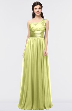 ColsBM Lyra Linden Green Mature Asymmetric Neckline Zip up Floor Length Appliques Bridesmaid Dresses