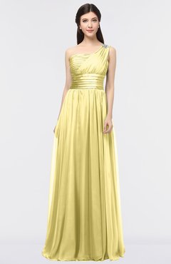 ColsBM Lyra Misted Yellow Mature Asymmetric Neckline Zip up Floor Length Appliques Bridesmaid Dresses