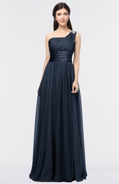 ColsBM Lyra Navy Blue Mature Asymmetric Neckline Zip up Floor Length Appliques Bridesmaid Dresses
