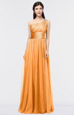 ColsBM Lyra Orange Mature Asymmetric Neckline Zip up Floor Length Appliques Bridesmaid Dresses