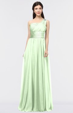 ColsBM Lyra Pale Green Mature Asymmetric Neckline Zip up Floor Length Appliques Bridesmaid Dresses