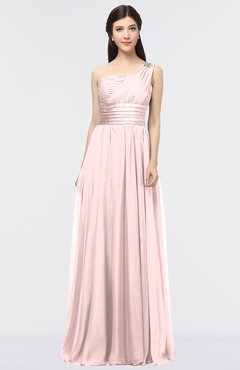 ColsBM Lyra Pastel Pink Mature Asymmetric Neckline Zip up Floor Length Appliques Bridesmaid Dresses