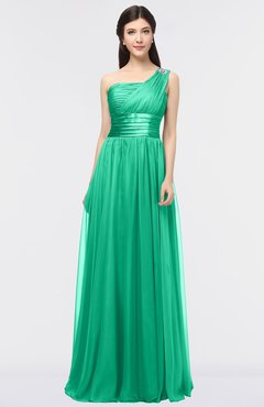 ColsBM Lyra Pepper Green Mature Asymmetric Neckline Zip up Floor Length Appliques Bridesmaid Dresses