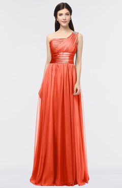 ColsBM Lyra Persimmon Mature Asymmetric Neckline Zip up Floor Length Appliques Bridesmaid Dresses