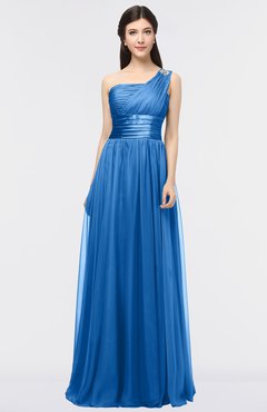 ColsBM Lyra Royal Blue Mature Asymmetric Neckline Zip up Floor Length Appliques Bridesmaid Dresses