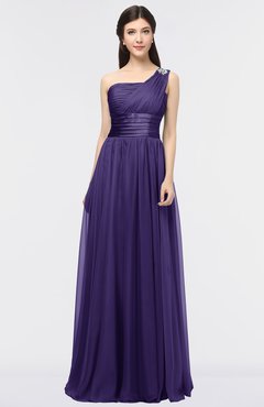 ColsBM Lyra Royal Purple Mature Asymmetric Neckline Zip up Floor Length Appliques Bridesmaid Dresses