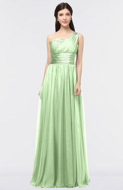 ColsBM Lyra Sage Green Mature Asymmetric Neckline Zip up Floor Length Appliques Bridesmaid Dresses