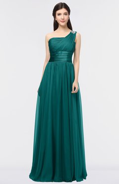 ColsBM Lyra Shaded Spruce Mature Asymmetric Neckline Zip up Floor Length Appliques Bridesmaid Dresses