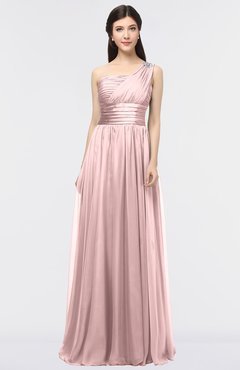 ColsBM Lyra Silver Pink Mature Asymmetric Neckline Zip up Floor Length Appliques Bridesmaid Dresses