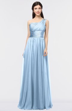 ColsBM Lyra Sky Blue Mature Asymmetric Neckline Zip up Floor Length Appliques Bridesmaid Dresses