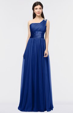ColsBM Lyra Sodalite Blue Mature Asymmetric Neckline Zip up Floor Length Appliques Bridesmaid Dresses