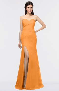 ColsBM Claudia Orange Mature Sheath Strapless Sleeveless Floor Length Ruching Bridesmaid Dresses