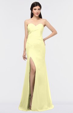 ColsBM Claudia Wax Yellow Mature Sheath Strapless Sleeveless Floor Length Ruching Bridesmaid Dresses