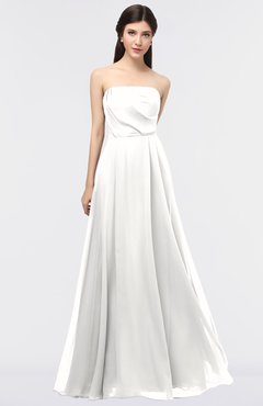 ColsBM Marlee Cloud White Modest A-line Sleeveless Zip up Floor Length Plainness Bridesmaid Dresses