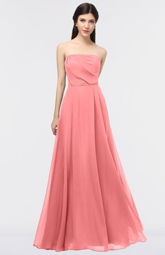 ColsBM Marlee Coral Modest A-line Sleeveless Zip up Floor Length Plainness Bridesmaid Dresses