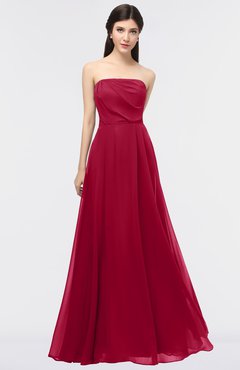 ColsBM Marlee Dark Red Modest A-line Sleeveless Zip up Floor Length Plainness Bridesmaid Dresses