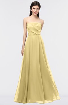 ColsBM Marlee Gold Modest A-line Sleeveless Zip up Floor Length Plainness Bridesmaid Dresses