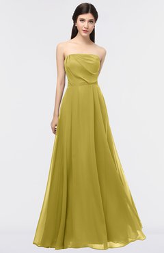 ColsBM Marlee Golden Olive Modest A-line Sleeveless Zip up Floor Length Plainness Bridesmaid Dresses