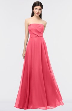 ColsBM Marlee Guava Modest A-line Sleeveless Zip up Floor Length Plainness Bridesmaid Dresses