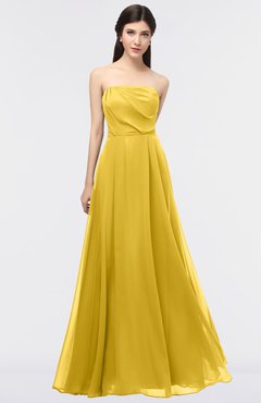 ColsBM Marlee Lemon Curry Modest A-line Sleeveless Zip up Floor Length Plainness Bridesmaid Dresses