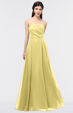 ColsBM Marlee Misted Yellow Modest A-line Sleeveless Zip up Floor Length Plainness Bridesmaid Dresses