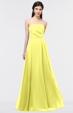 ColsBM Marlee Pale Yellow Modest A-line Sleeveless Zip up Floor Length Plainness Bridesmaid Dresses