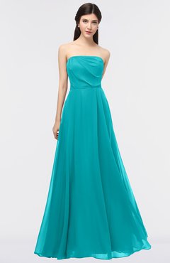 ColsBM Marlee Peacock Blue Modest A-line Sleeveless Zip up Floor Length Plainness Bridesmaid Dresses