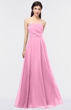 ColsBM Marlee Pink Modest A-line Sleeveless Zip up Floor Length Plainness Bridesmaid Dresses