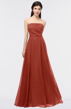 ColsBM Marlee Rust Modest A-line Sleeveless Zip up Floor Length Plainness Bridesmaid Dresses
